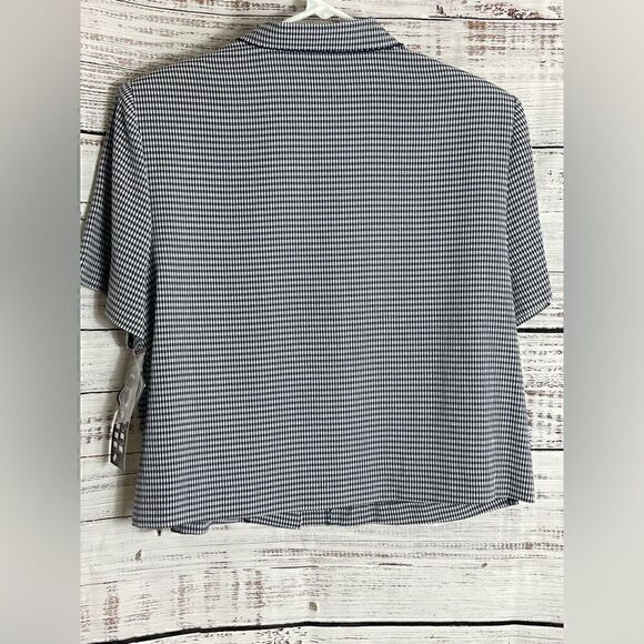Vintage Halmode Top Womens 12 Petite gingham short sleeve light button up shirt - Picture 3 of 9